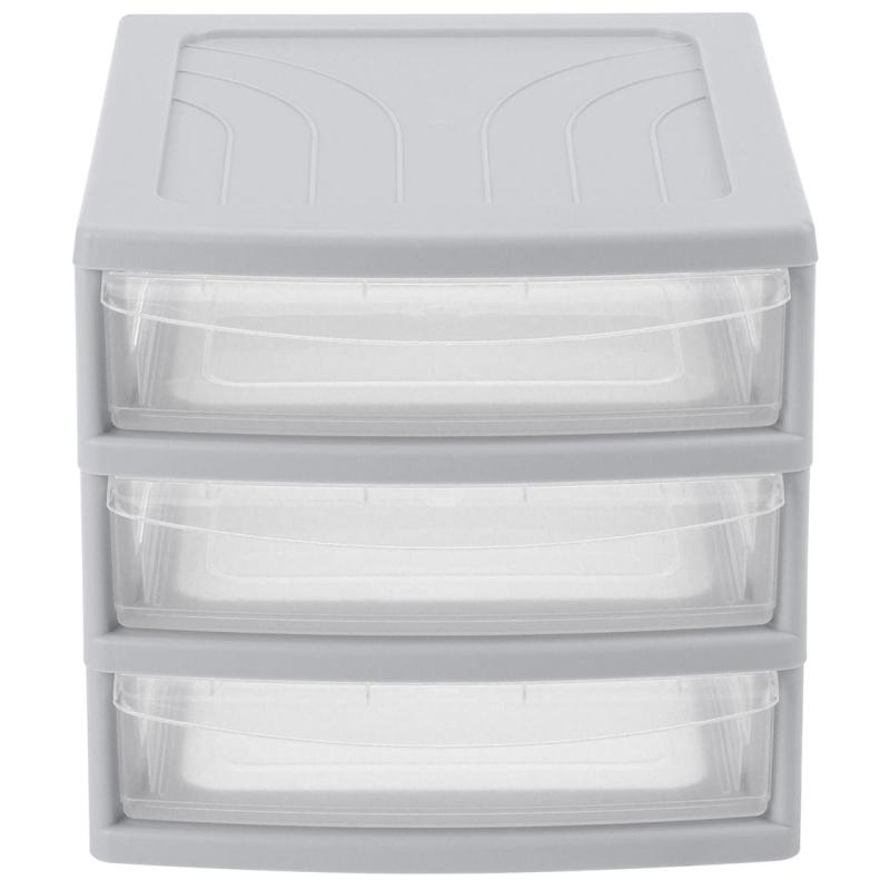 Бокс с выдвижными лотками А6 175х186х214мм 3выдв.отд, светло-сер. 433224030