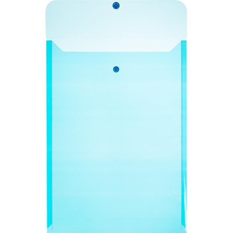 Папка-конверт на кнопке КНК 150 синий прз, вертикул. 10шт/уп