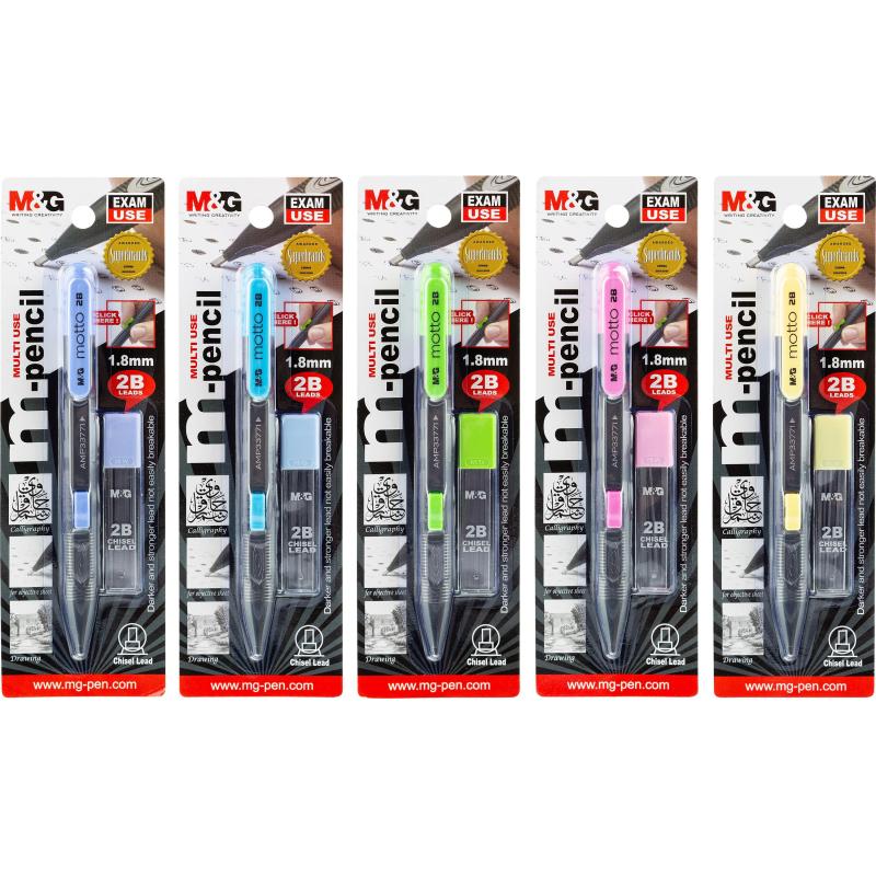Карандаш механический M&G 2мм 6 гриф./туба в наб., в асс блистер HAMP0173