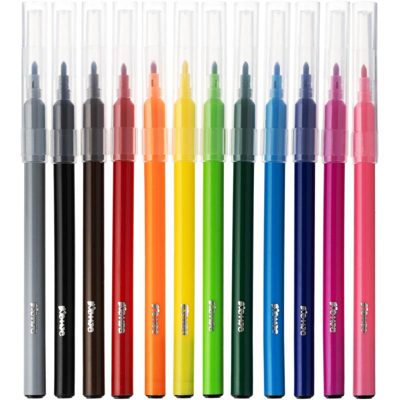 Фломастеры Комус Класс Максики 12 цветов, КЛАССИЧЕСКИЕ, ПВХ-упаковка