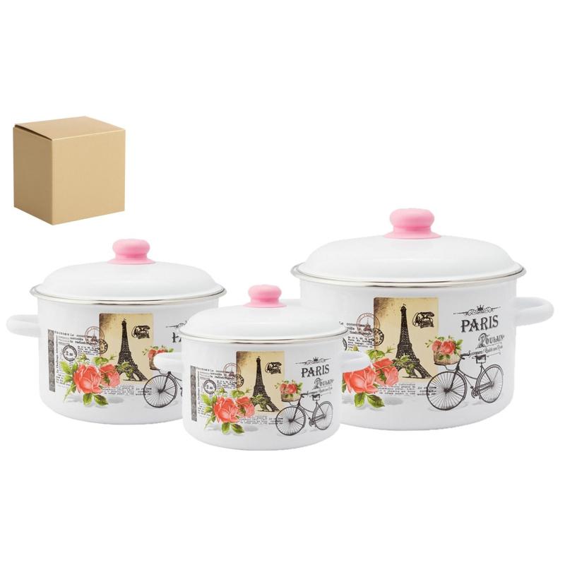 Набор кастрюль эмал.сталь 3пр (2л,3л,5,5л) №19 Париж , 1KB191M