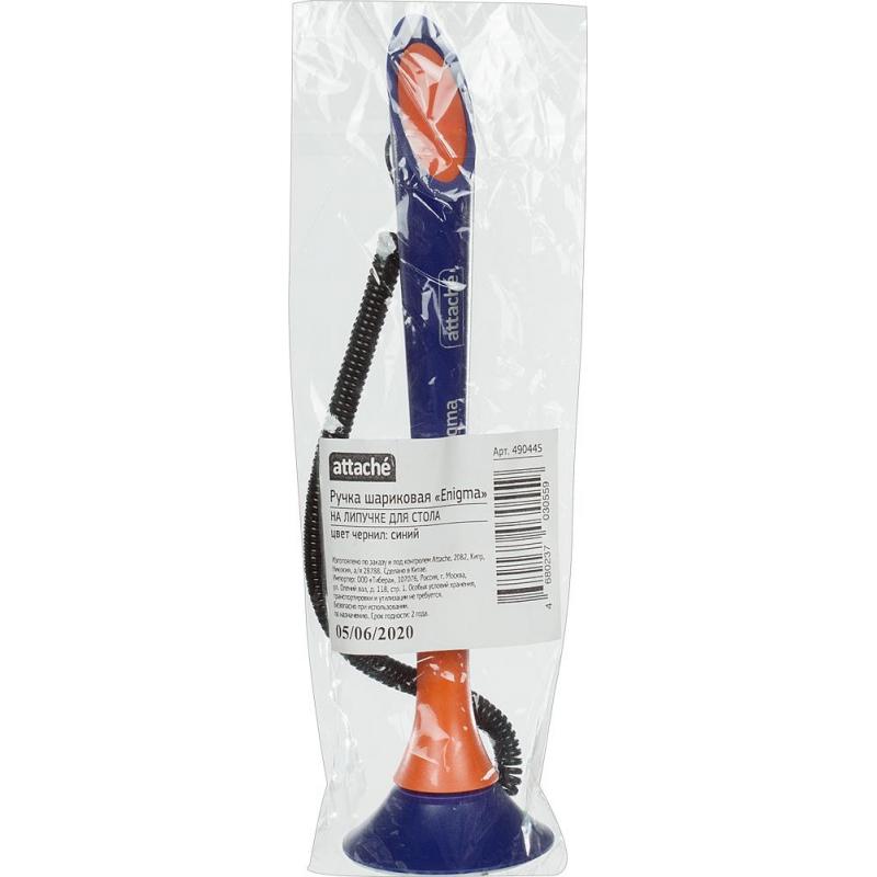 Ручка шариковая на подставке на липучке для стола Attache Enigma, син.ст
