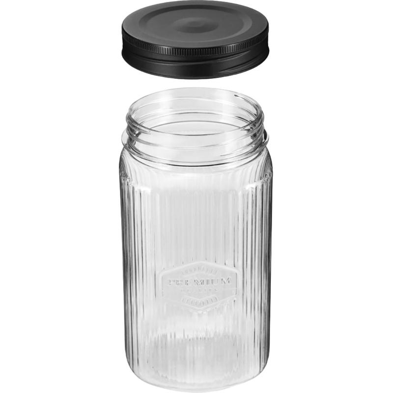 Банка квадратная с рельефом PREMIUM 1,3л, 3шт (Черный)