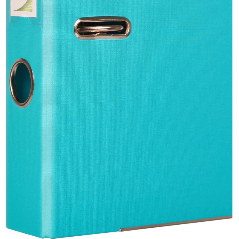 Папка-регистратор Комус Стандарт 50мм бирюзовая, ПБП2, карм.кор., мет.уг