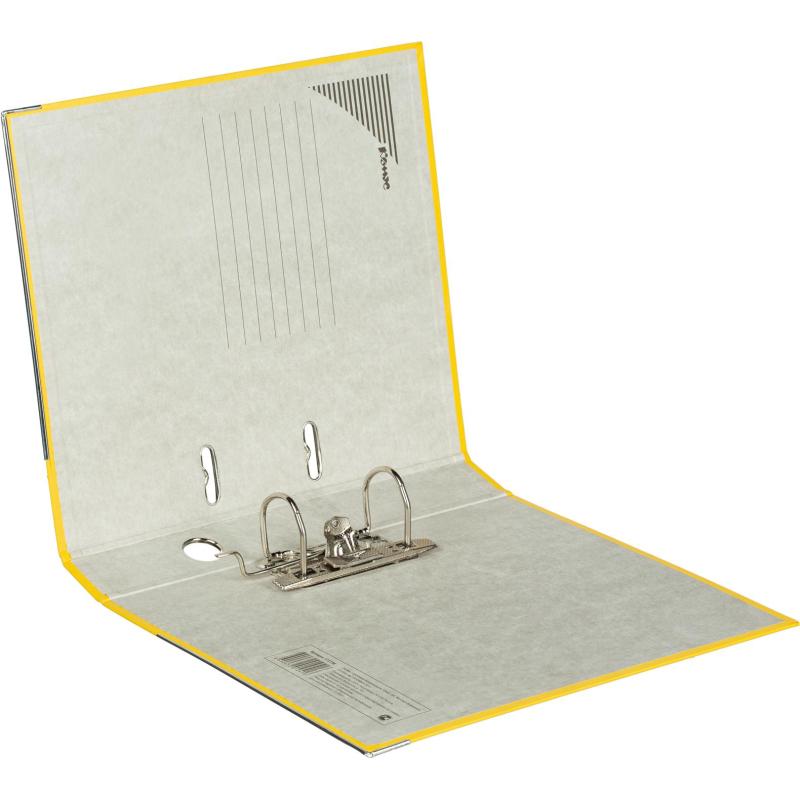 Папка-регистратор Комус Экономи 50мм желтая , ПБП1, карм.кор.,мет.уг