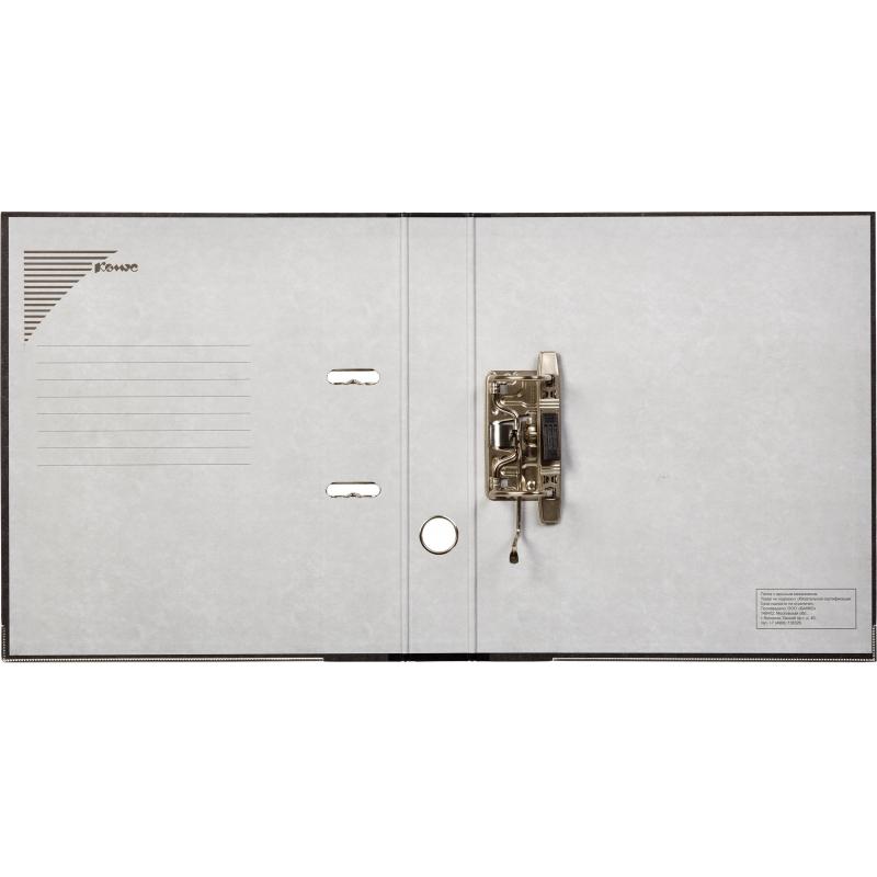 Папка-регистратор Комус мрамор.карт 50мм черн.кореш,бум/бум,карм.кор.мет.уг