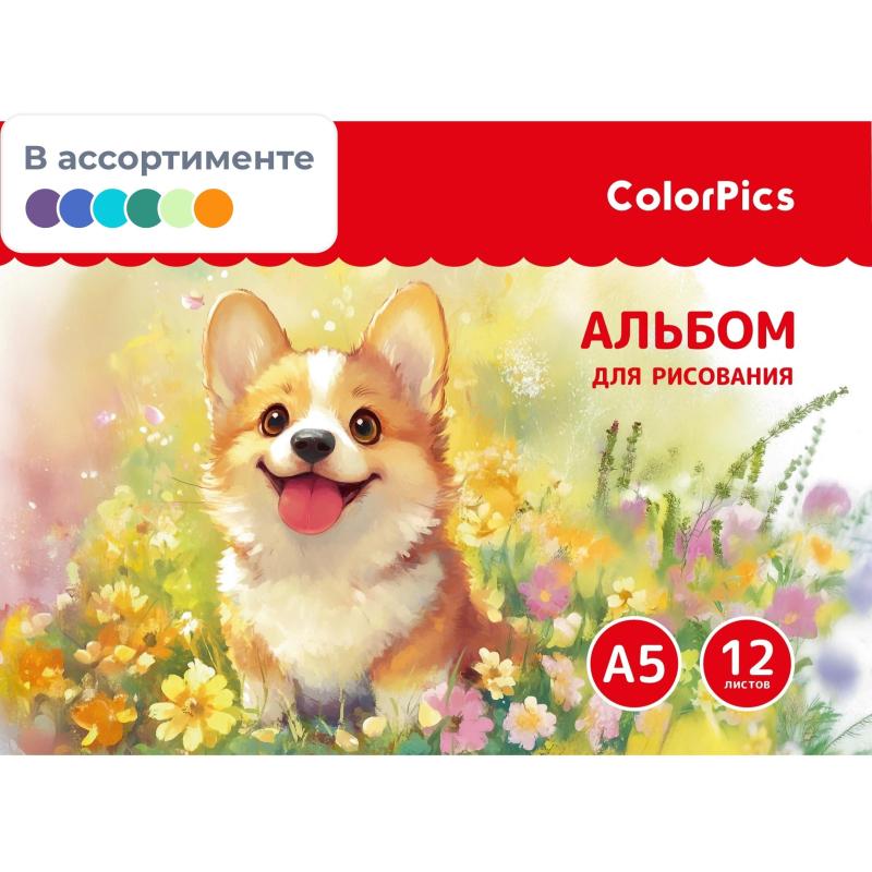 Альбом для рисования Комус Класс ColorPics, А5, 12 листов, скрепка в асс