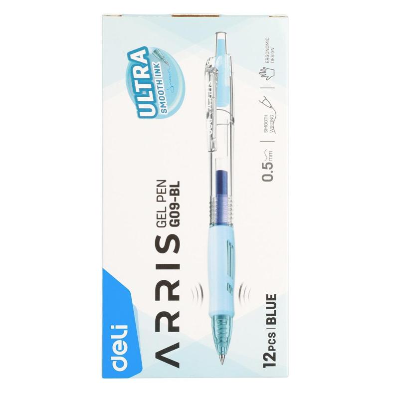 Ручка гелевая автомат. Deli Arris, линия 0,35 мм, манж, синий EG09-BL