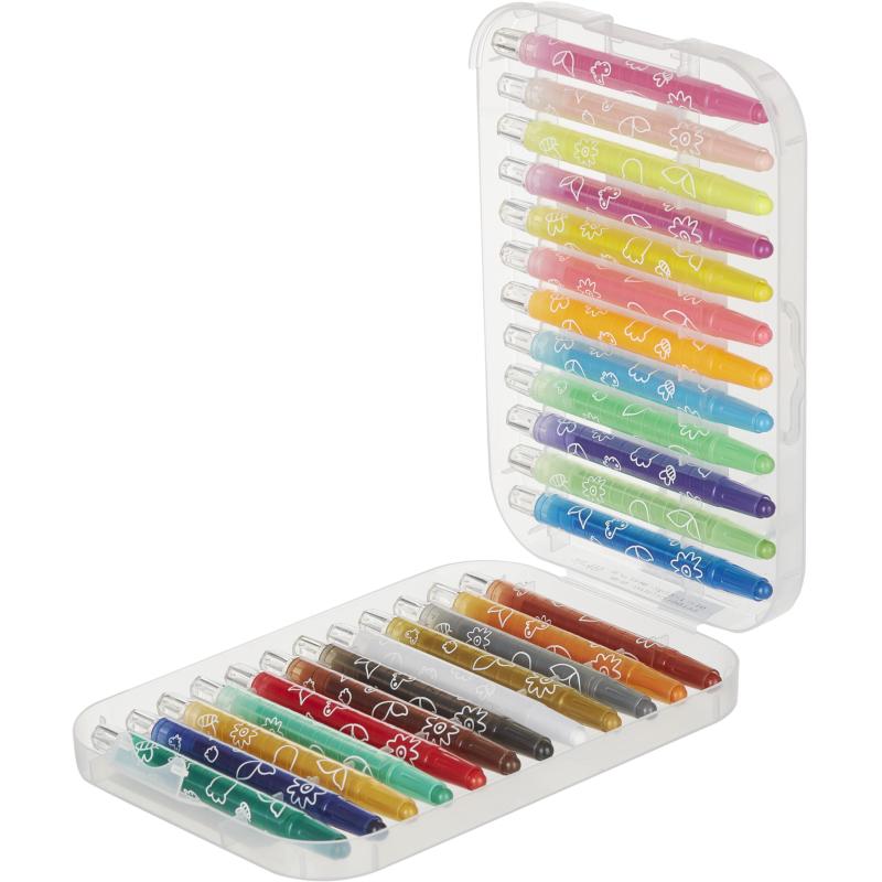 Мелки восковые M&G, круглые, выдвижной механизм, 24 цвета, в наб, для детей