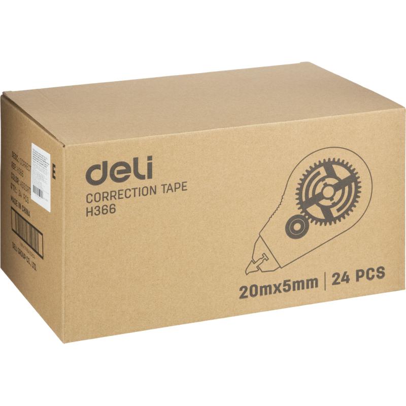 Корректирующая лента Deli EH366 5мм x 20 м, цвет в ассортим, блистер