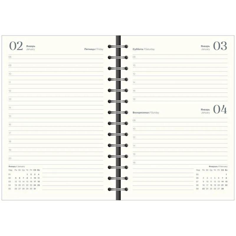 Ежедневник датированный 2026 IF 14х20см 160л, на спир, Basic I1751emb/black