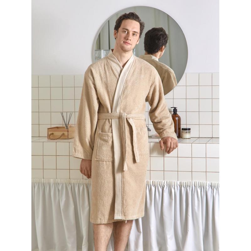 Халат Махровый Мужской  DELRAY Кимоно бежевый, XXL,300 гр/м2