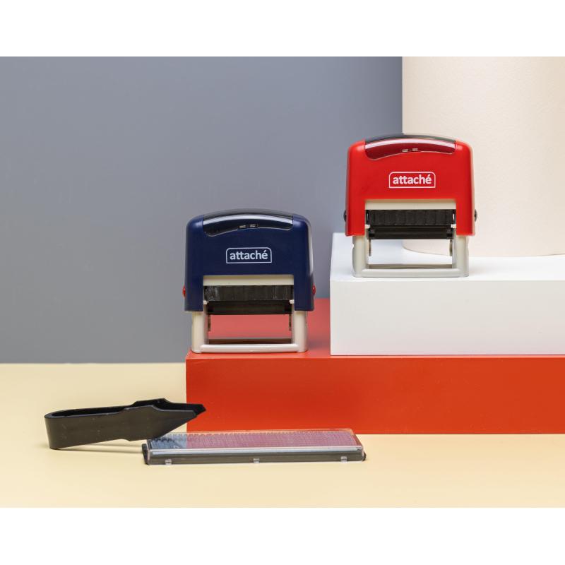 Штамп самонаборный Attache 1-3 стр. 38х14 синий 8051