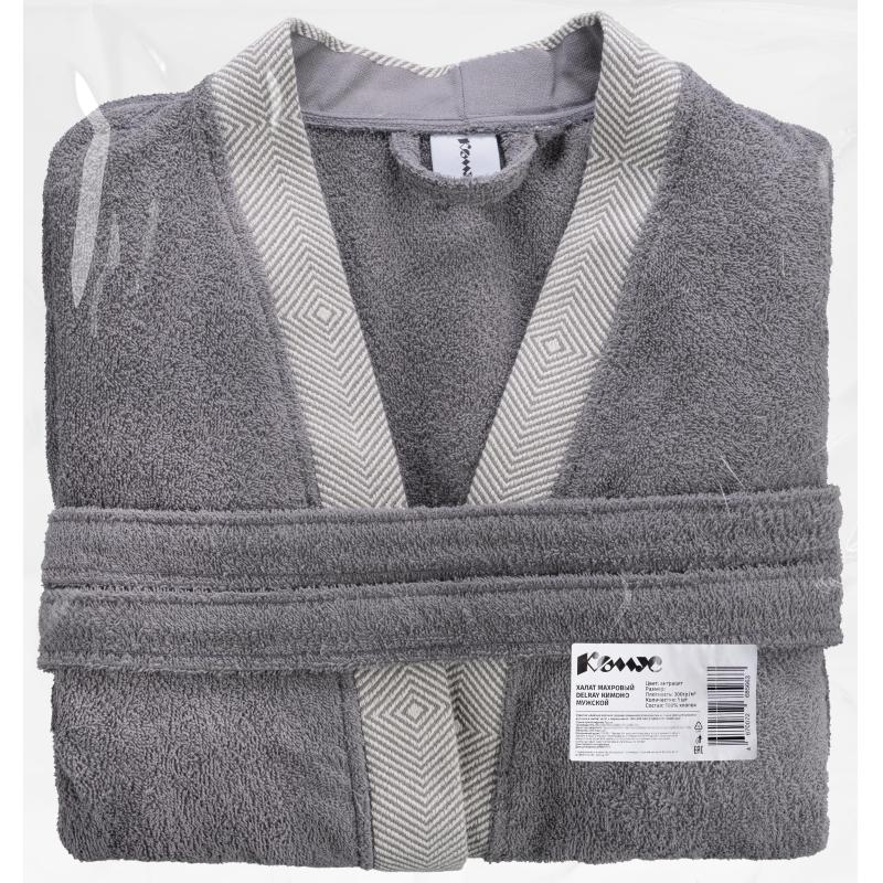 Халат Махровый Мужской  DELRAY Кимоно антрацит, L-XL, 300 гр/м2
