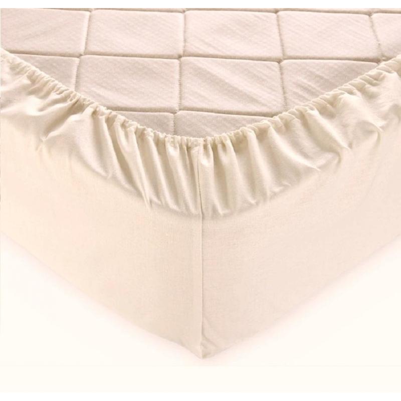 Простыня трикотажная на резинке 160х200х20см, молочно-белая