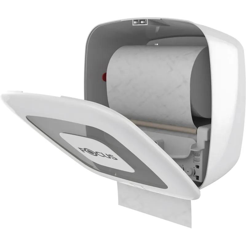 Диспенсер Focus д/рулон полотенец с автомат отрывом белый 8077062/8093486