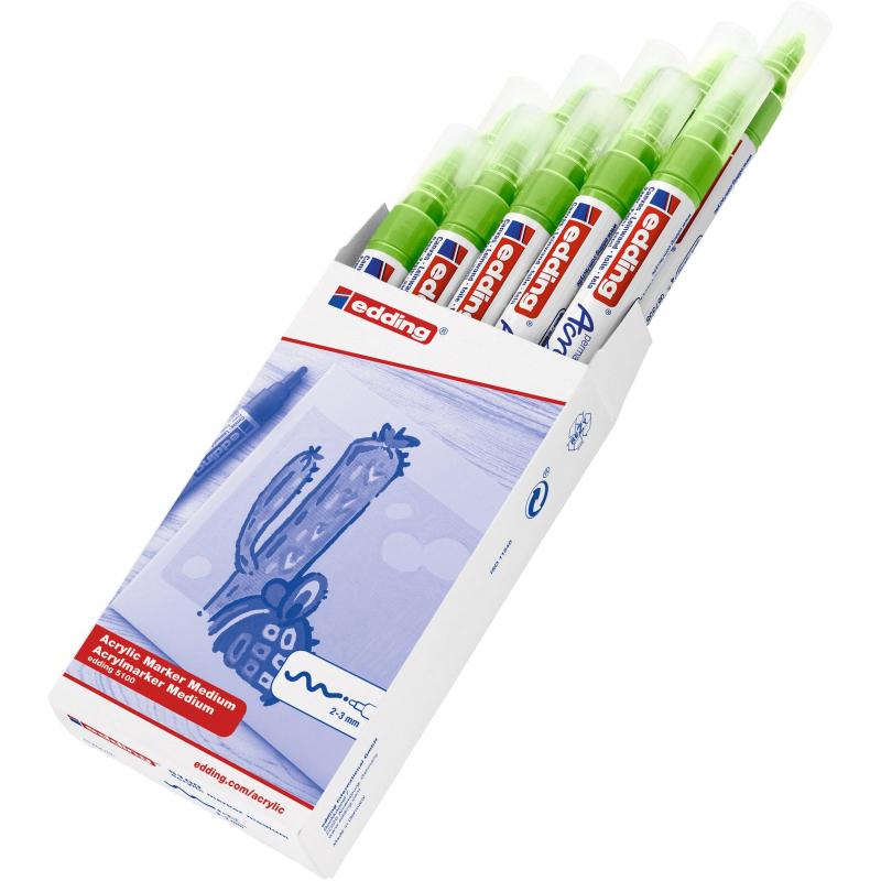 Маркер акриловый Edding 5100/927.кругл.нак. 2-3 мм. Цвет Желто-зеленый