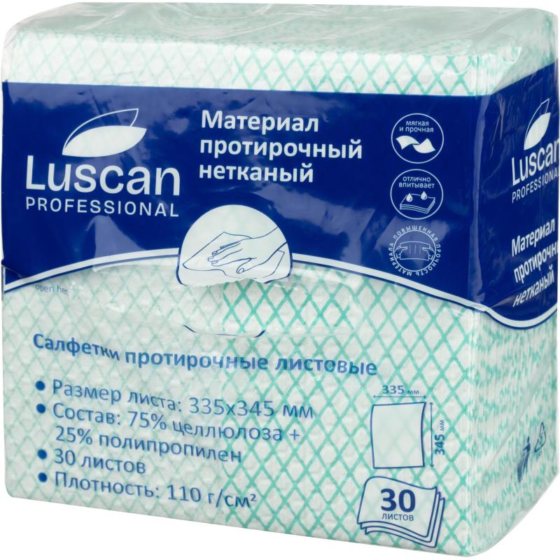 Материал протирочный нетканый Luscan Prof зеленый 110г 33,5х34,5см 30л/уп