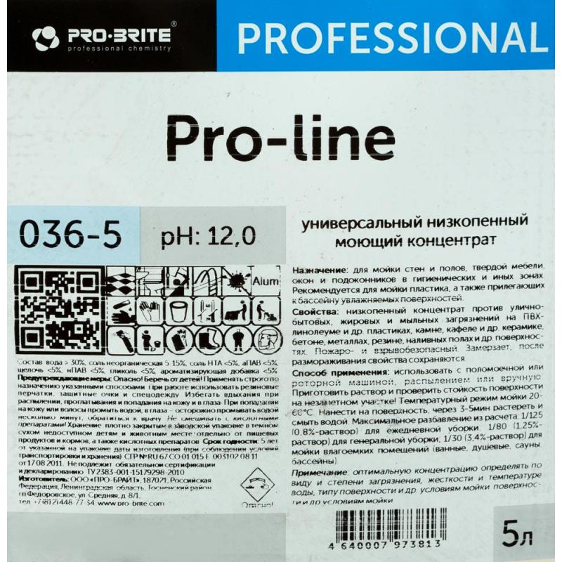Профхим интерьер д/уборки,д/пластика Pro-Brite/Pro-line,5л