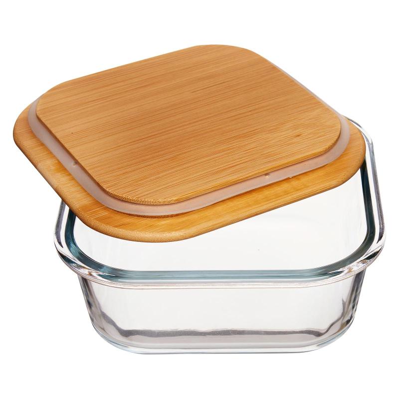 Контейнер стекл квадр 800мл бамб/кр Studio TM Appetite