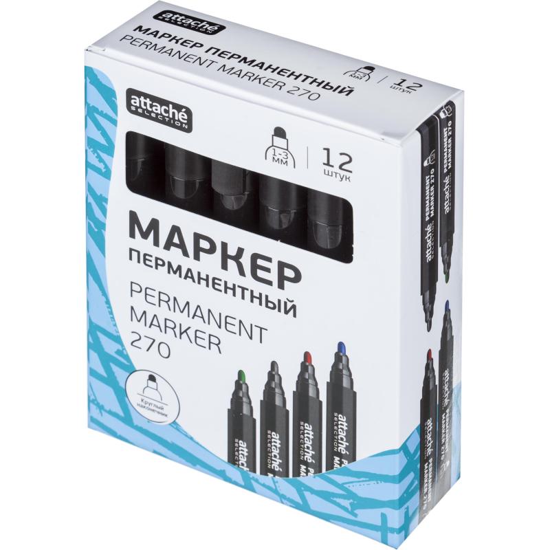 Маркер перманентный Attache Selection 270 черный 1-3мм кругл. наконечник