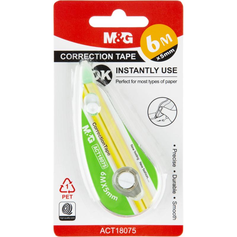 Корректирующая лента M&G, 5мм x 6м,  цвет в ассортименте, в блистере