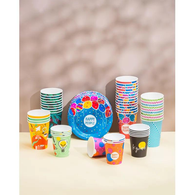 Стакан одноразовый бум 1-сл.350 мл d-90мм ИНСАЙТ (MIX) 50шт/уп