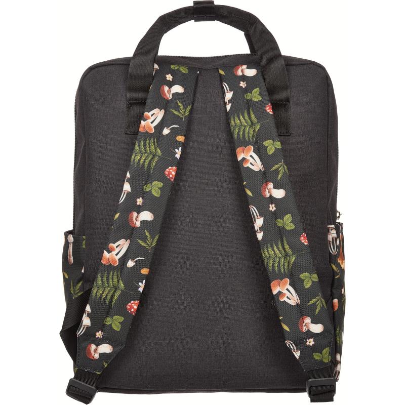 Рюкзак Квадро Грибы, темный, 1 отд., 3 кармана,37х28х13