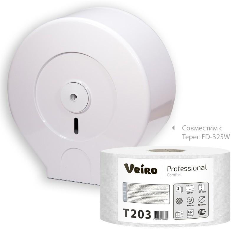 Бумага туалетная д/дисп Veiro Q2 Comf 2сл белая вторич 200м 12рул/уп_T203