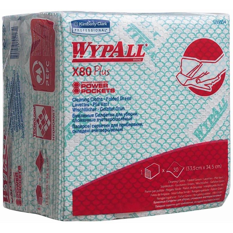 Материал протирочный нетканый WypAll X80 Plus зеленый 30л/уп 19154 (KFC)
