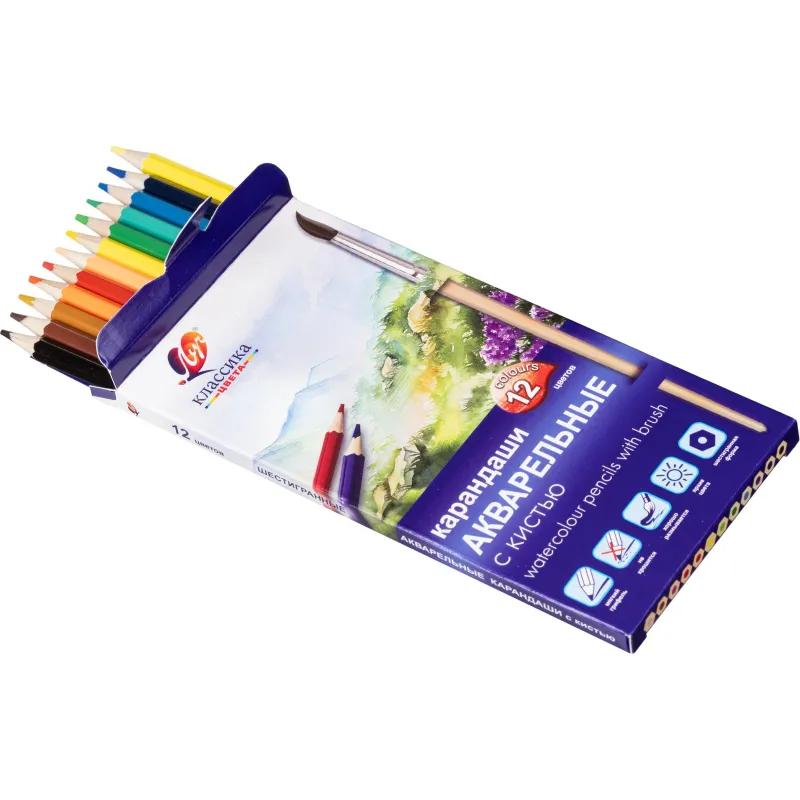 Карандаши акварельные 'Классика цвета' 12 цв. с кистью 32С 2090-08 набор
