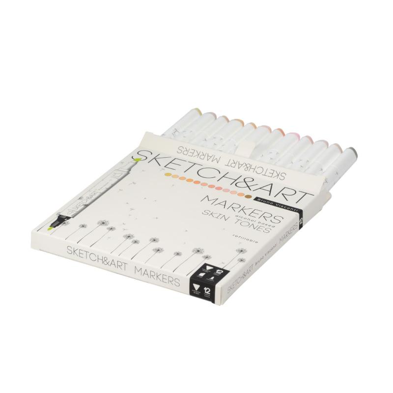 Набор маркеров ДВУС.СКЕТЧ-МАРКЕРЫSKETCH&ART. ПОРТРЕТ,12 ЦВЕТОВ,22-0076/04