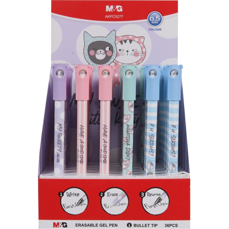 Ручка гелевая со стираем.черн.M&G So Many Cats,д.ш.0,5 мм,син,асс AKPC5277