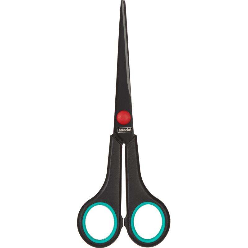 Ножницы Attache 170 мм с пласт. прорезин. ручками, тефл.покр.цв.черн/красн