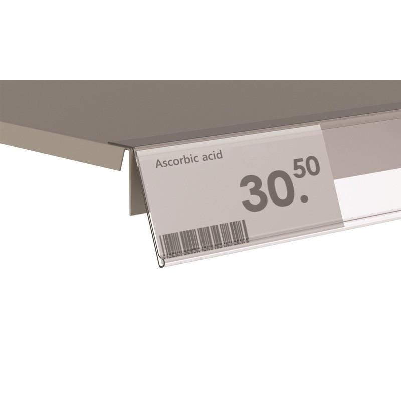 Ценникодержатель полочный самокл. под угл. 15°, прозр., 1000мм, 50 шт/уп