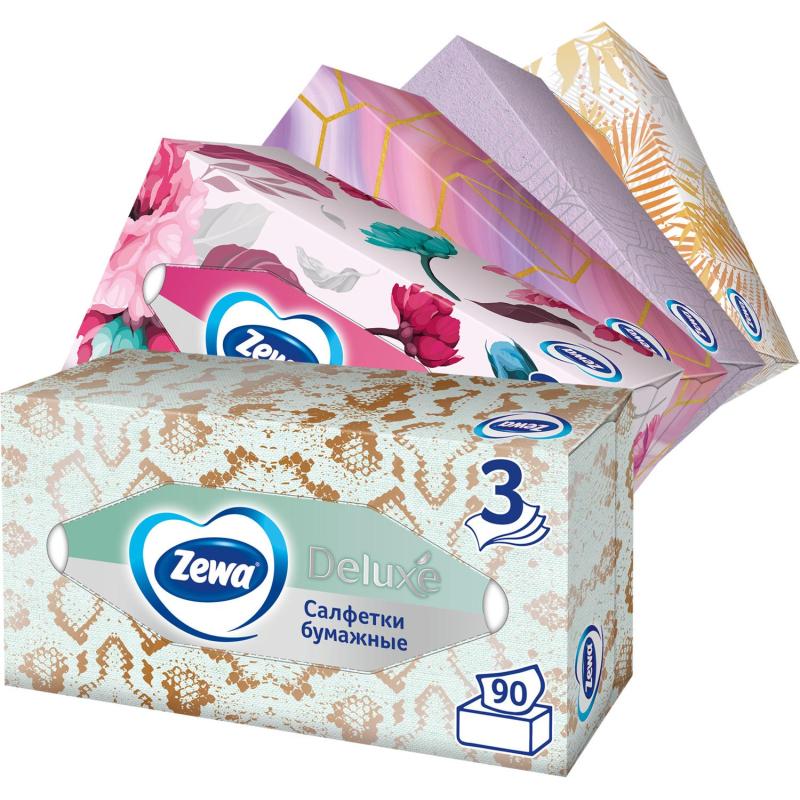 Салфетки косметические ZEWA-Deluxe 28420/3849 3-сл.90шт./уп.