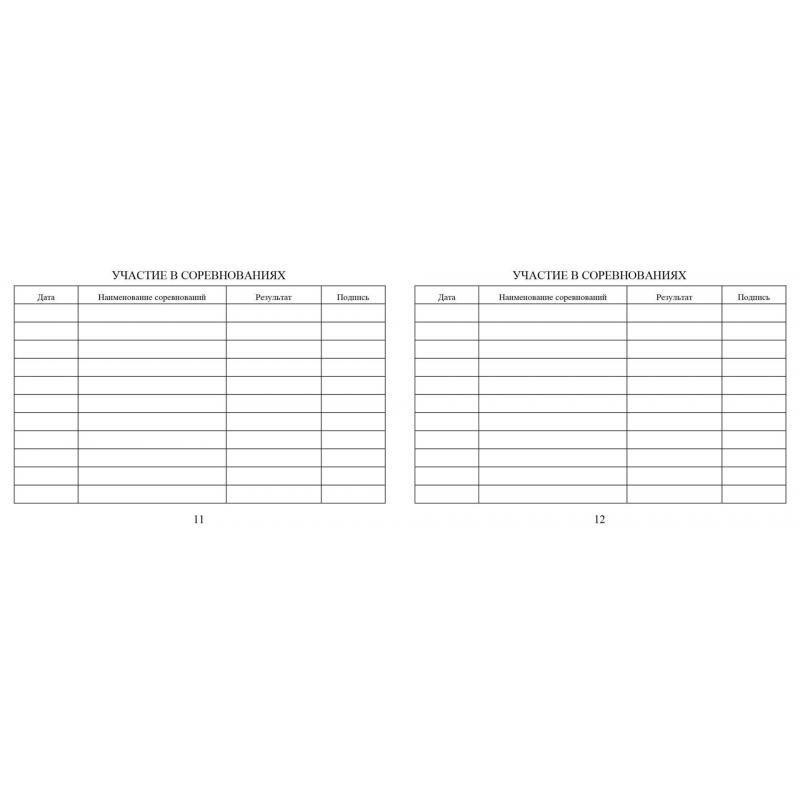 Зачетная книжка классификационная спортсменов II,III и юнош.разряд 10шт/уп