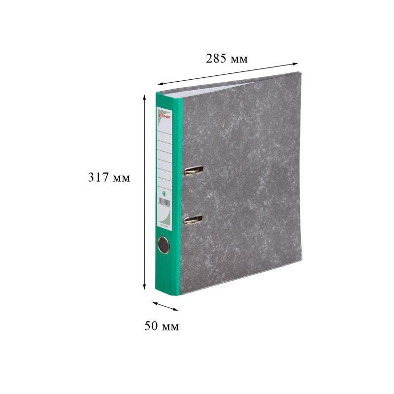 Папка-регистратор Комус мрамор.карт 50мм зел. кореш,бум/бум,карм.кор,мет.уг