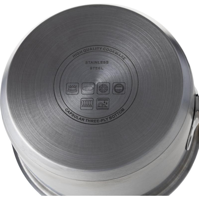 Сотейник 1,3л, нержавеющая сталь, тройное дно, d=155, h=88, индукция