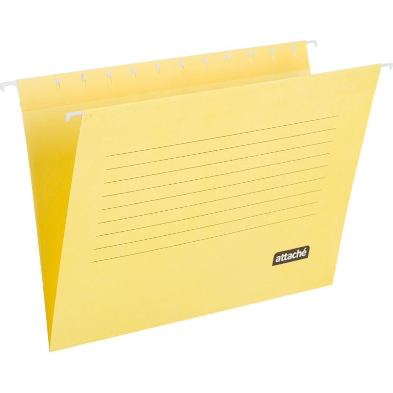 Папка подвесная Attache, А4, картон, желтый, до 200л., 5шт/уп