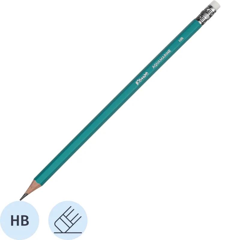 Карандаш чернографитный Комус Aquamarine дерево, шестигр, с ласт., зел.корп
