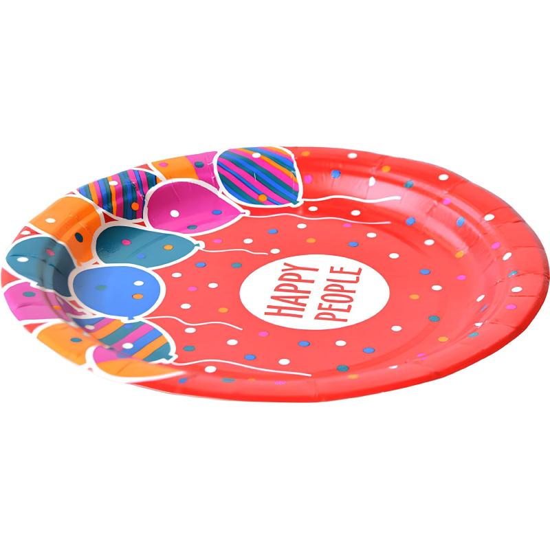 Тарелка одноразовая бумажная 180 мм  Happy People МИКС  50шт/уп