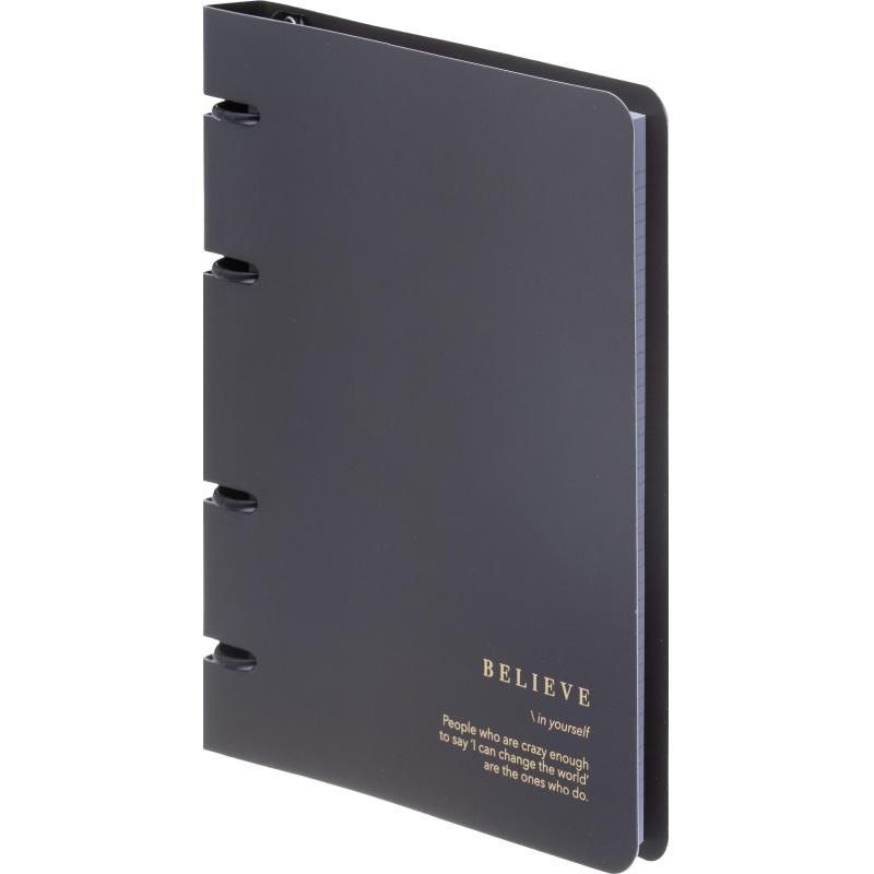 Тетрадь общая, BS, А5, 120л., клетка, кольца, Believe, черный N4761