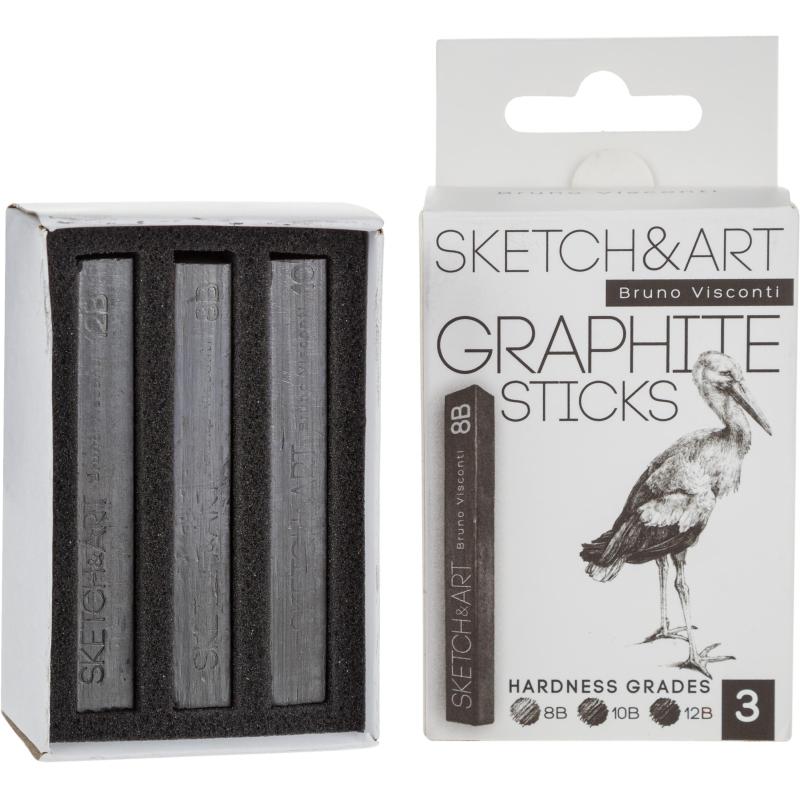 Набор графита прессованного SKETCH&ART 8B,10B,12B черный 3шт/наб 25-004