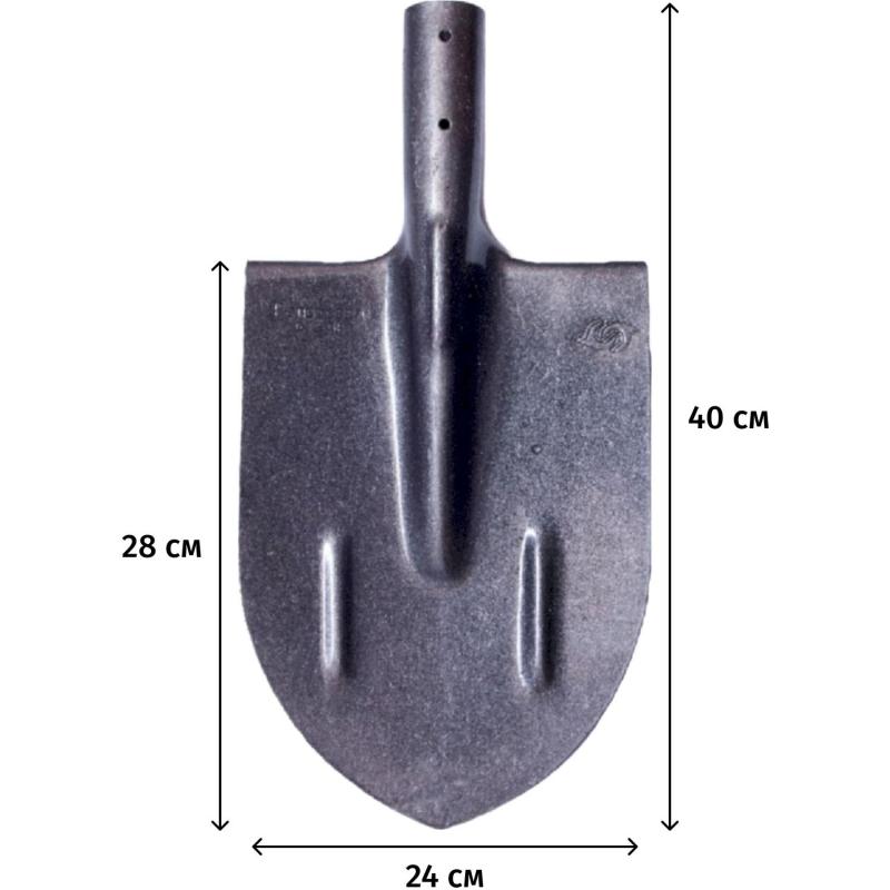 Лопата штык РусТрейд рельс сталь с рёбр жёст 28x24см без черенка (си-00015)