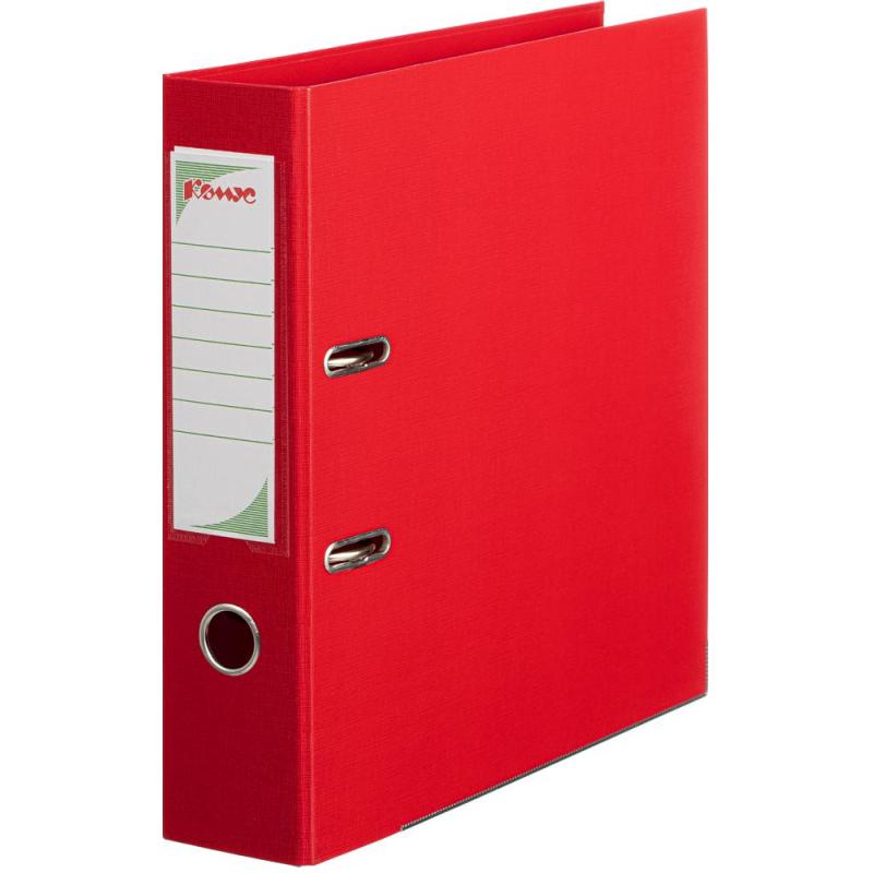 Папка-регистратор Комус Стандарт 75мм  красная, ПБП2, карм.кор., мет.уг