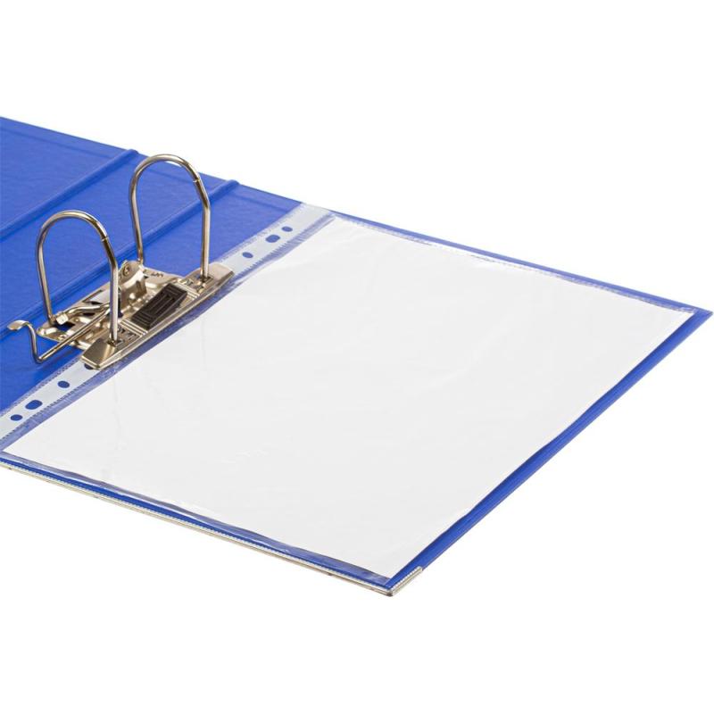 Папка-регистратор Комус Стандарт 75мм синяя, ПБП2, карм.кор., мет.уг