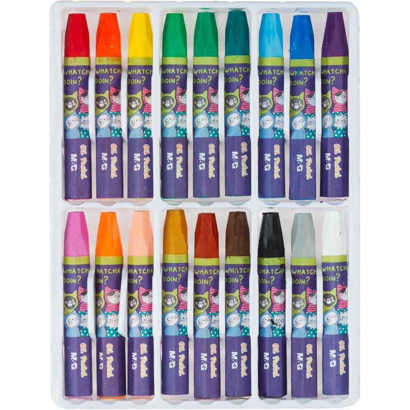 Пастель масляная M&G, 6-гран, 18 цветов в наборе