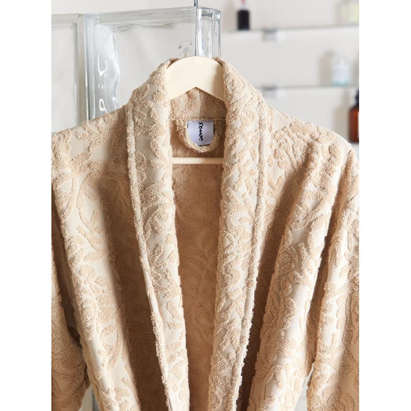 Халат  Махровый  ROESIA Шалевый Женский бежевый, XXL, 300гр/м2