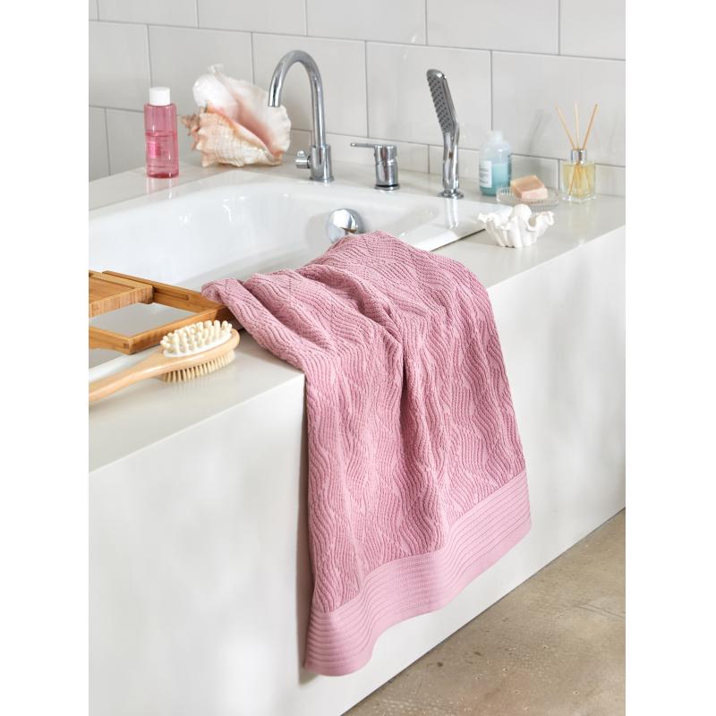 Полотенце махровое банное бордюр Жаккард 70х120 см ,500 г/м2, Пепел розы